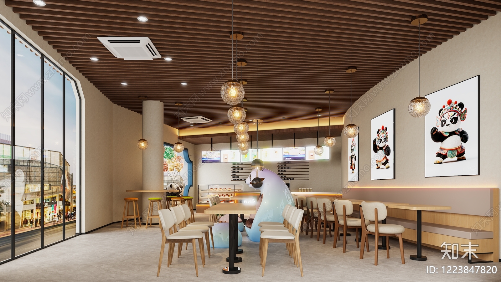 现代简约奶茶店3D模型下载【ID:1223847820】