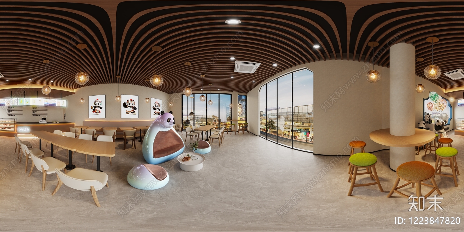 现代简约奶茶店3D模型下载【ID:1223847820】