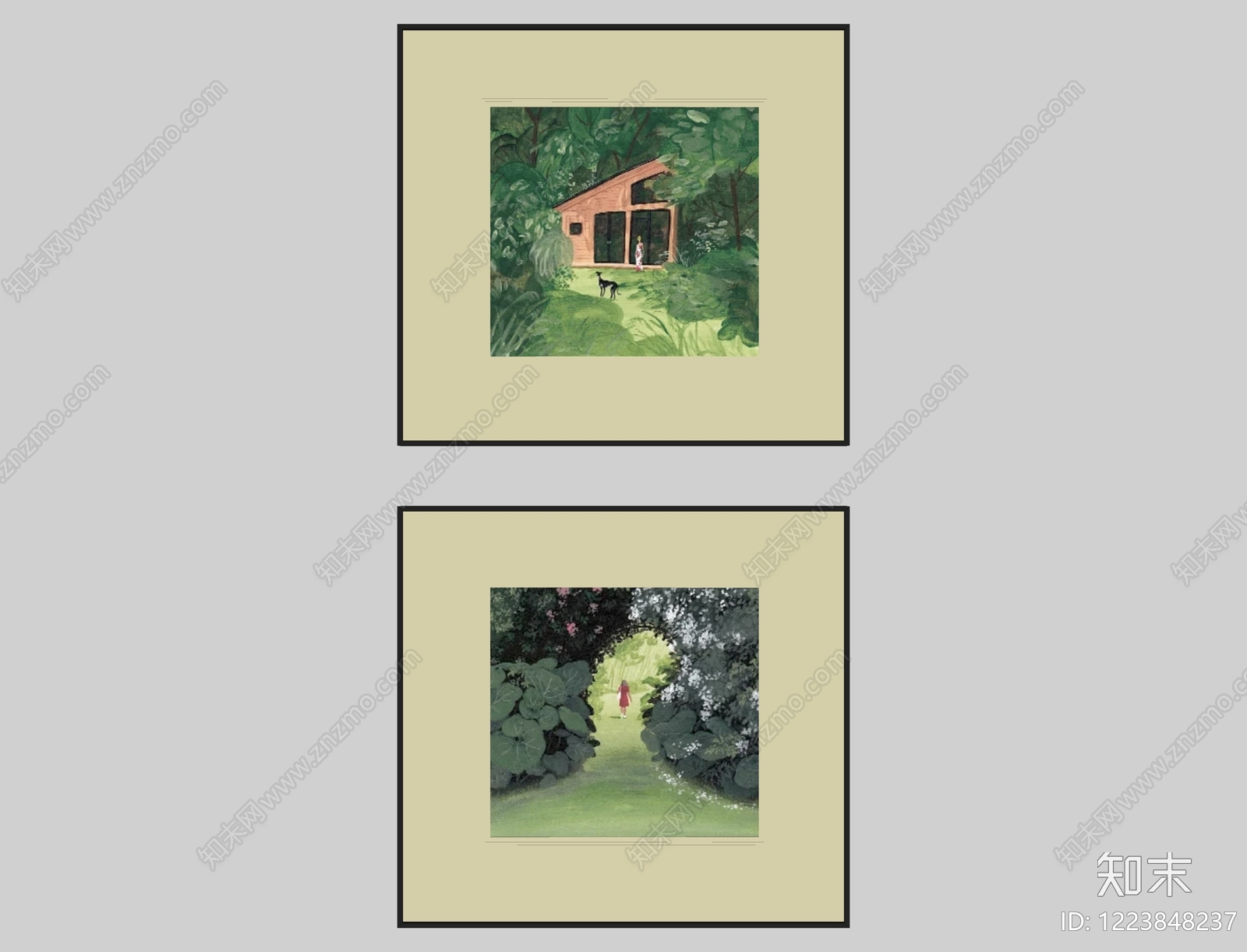 现代简约挂画组合SU模型下载【ID:1223848237】