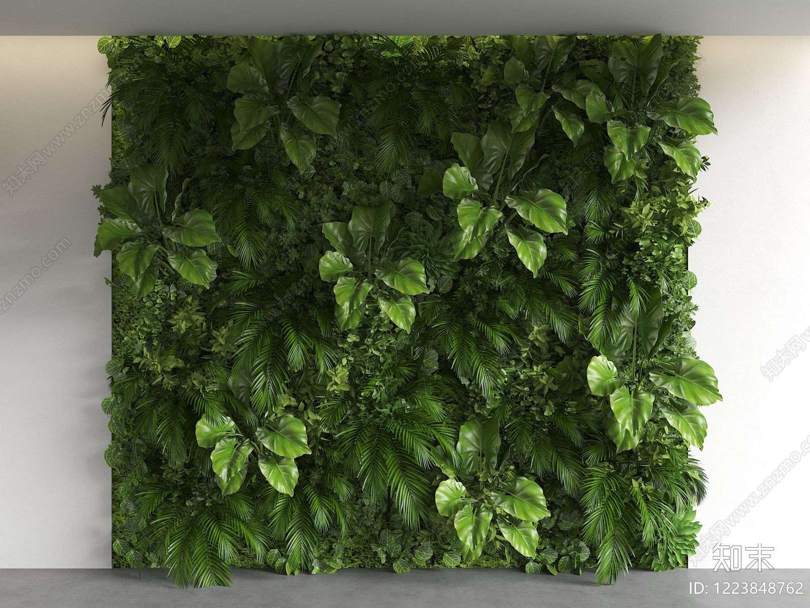 极简绿植墙SU模型草图