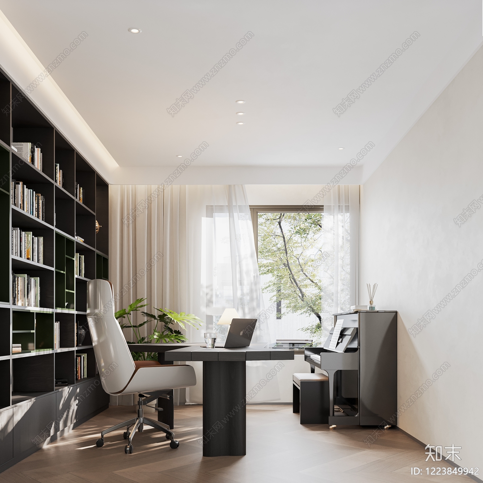 现代简约书房3D模型下载【ID:1223849942】