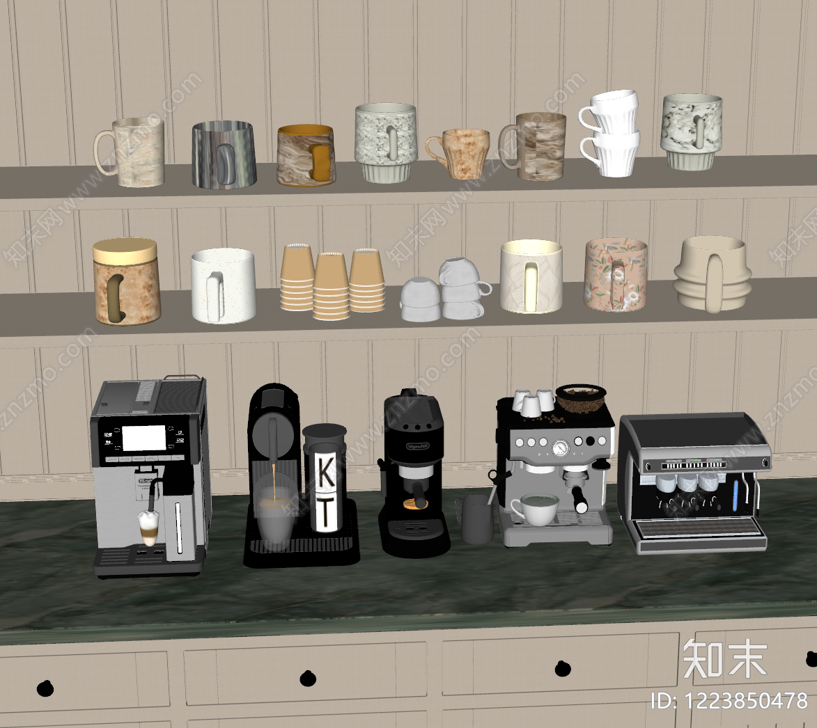 现代简约厨房用品组合SU模型下载【ID:1223850478】