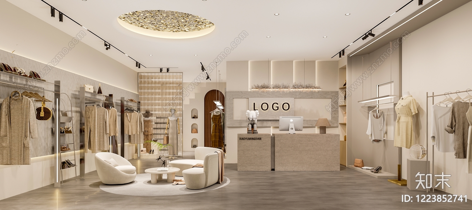 奶油风服装店3D模型下载【ID:1223852741】