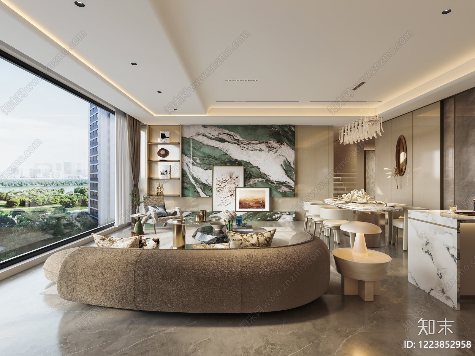 轻奢封闭式厨房3D模型下载【ID:1223852958】