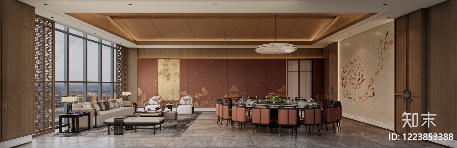 新中式包厢SU模型下载【ID:1223853388】