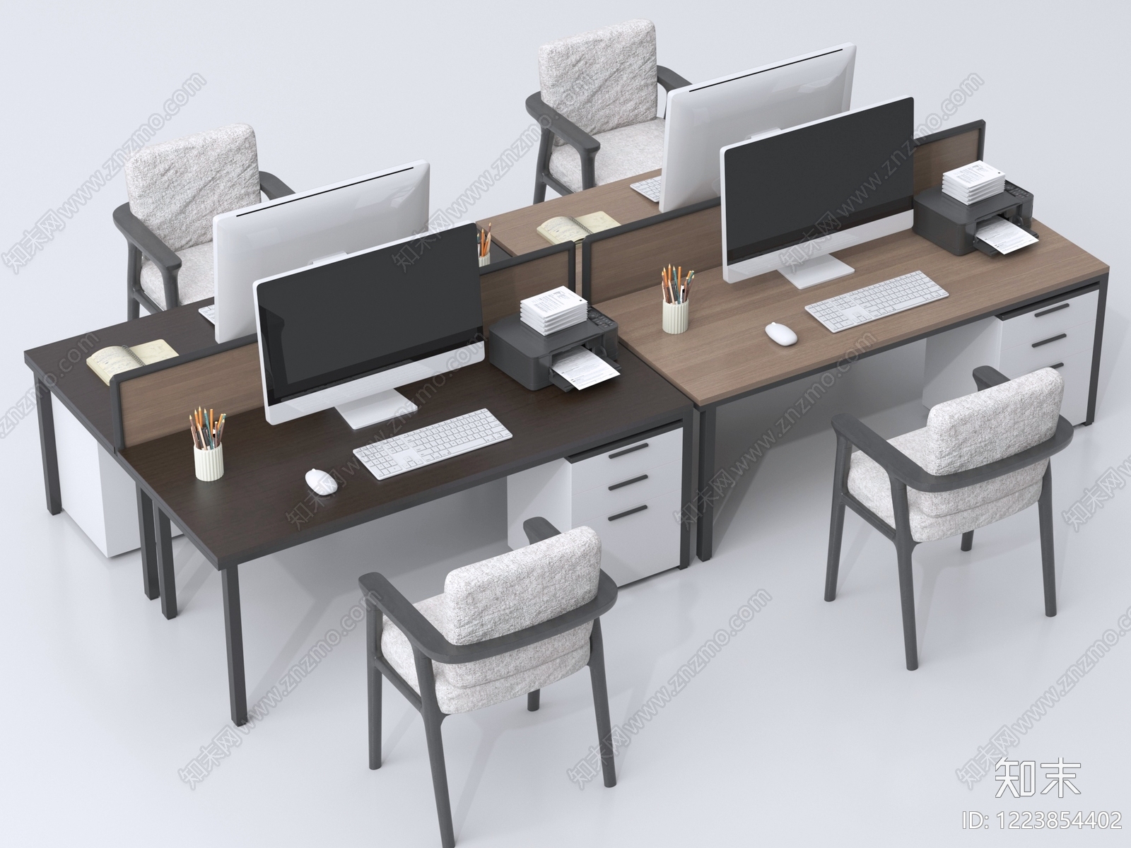现代简约办公桌椅3D模型渲染效果图