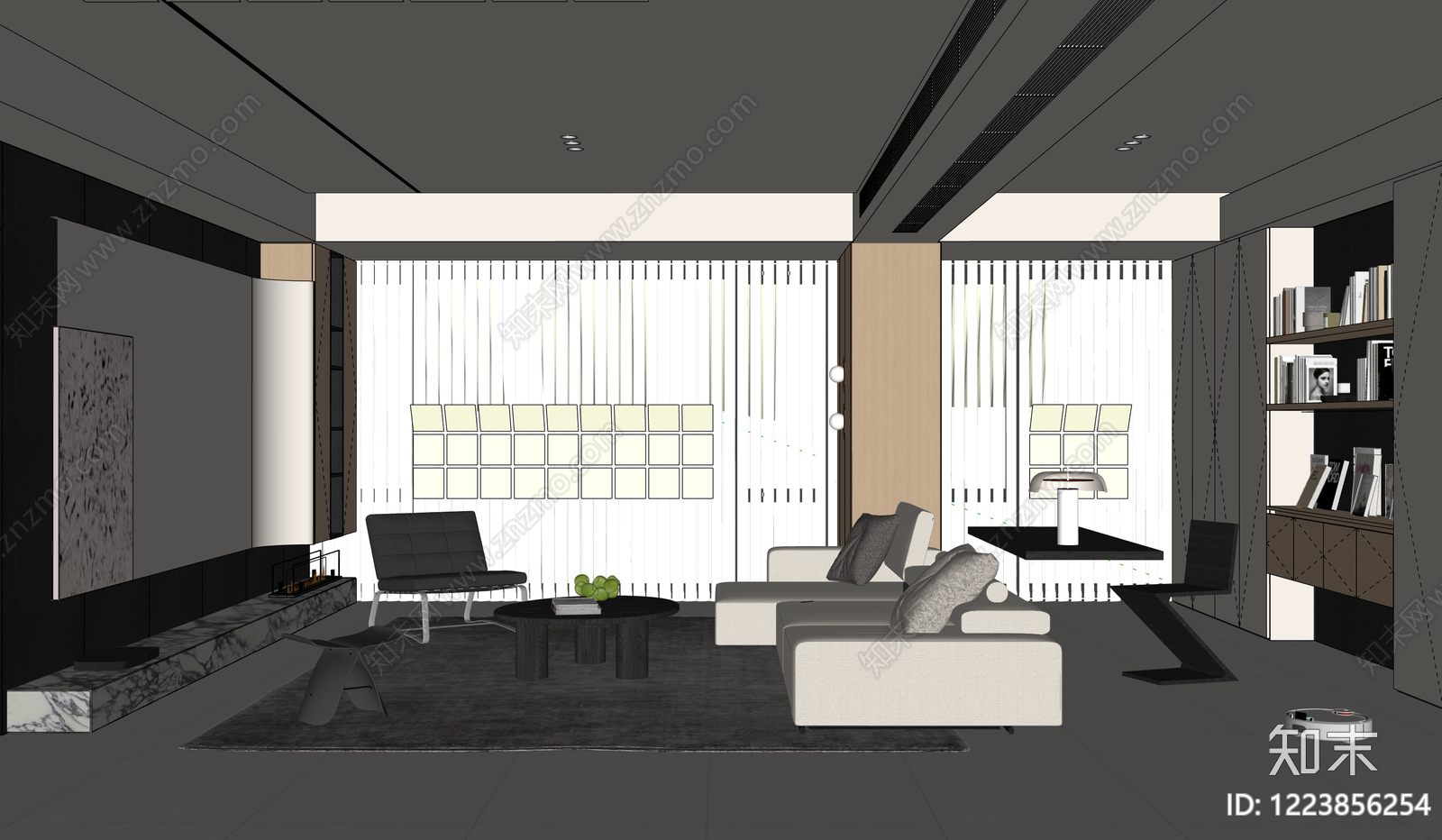 意式极简家居客厅SU模型下载【ID:1223856254】