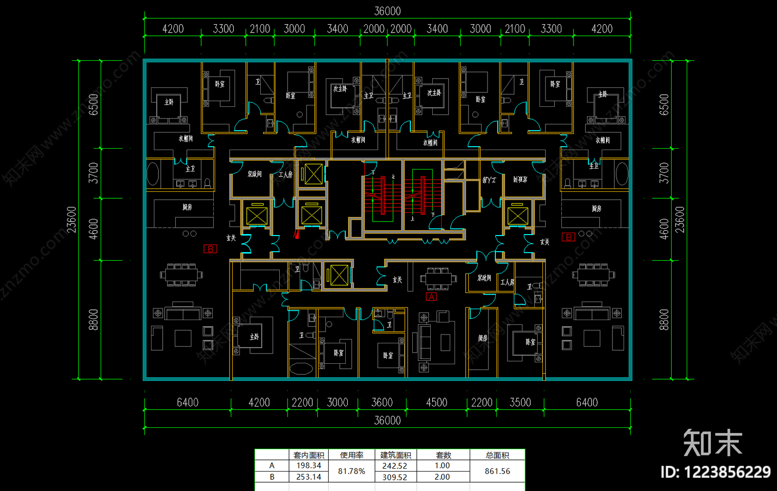 公寓建筑cad施工图下载【ID:1223856229】