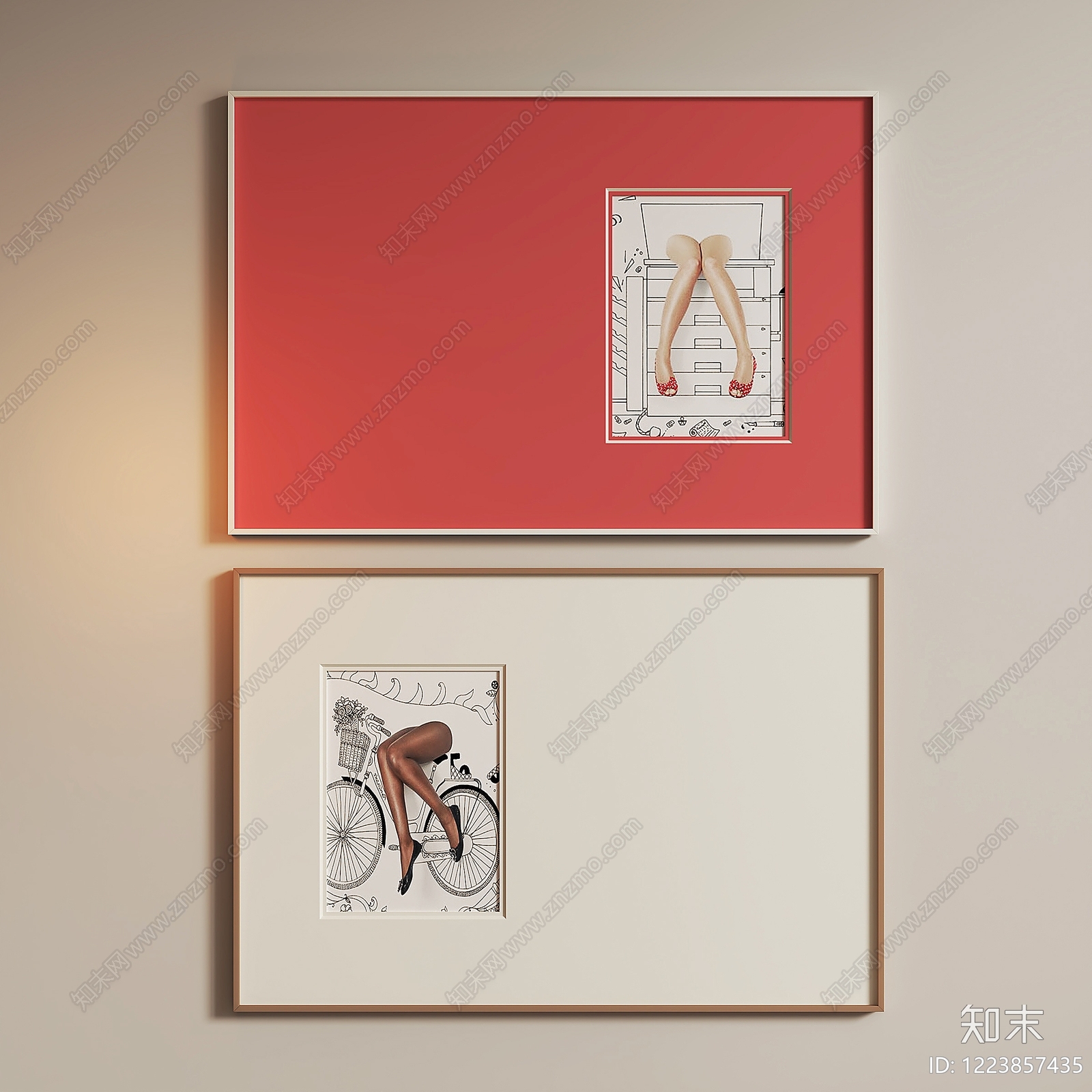 现代简约挂画组合SU模型下载【ID:1223857435】
