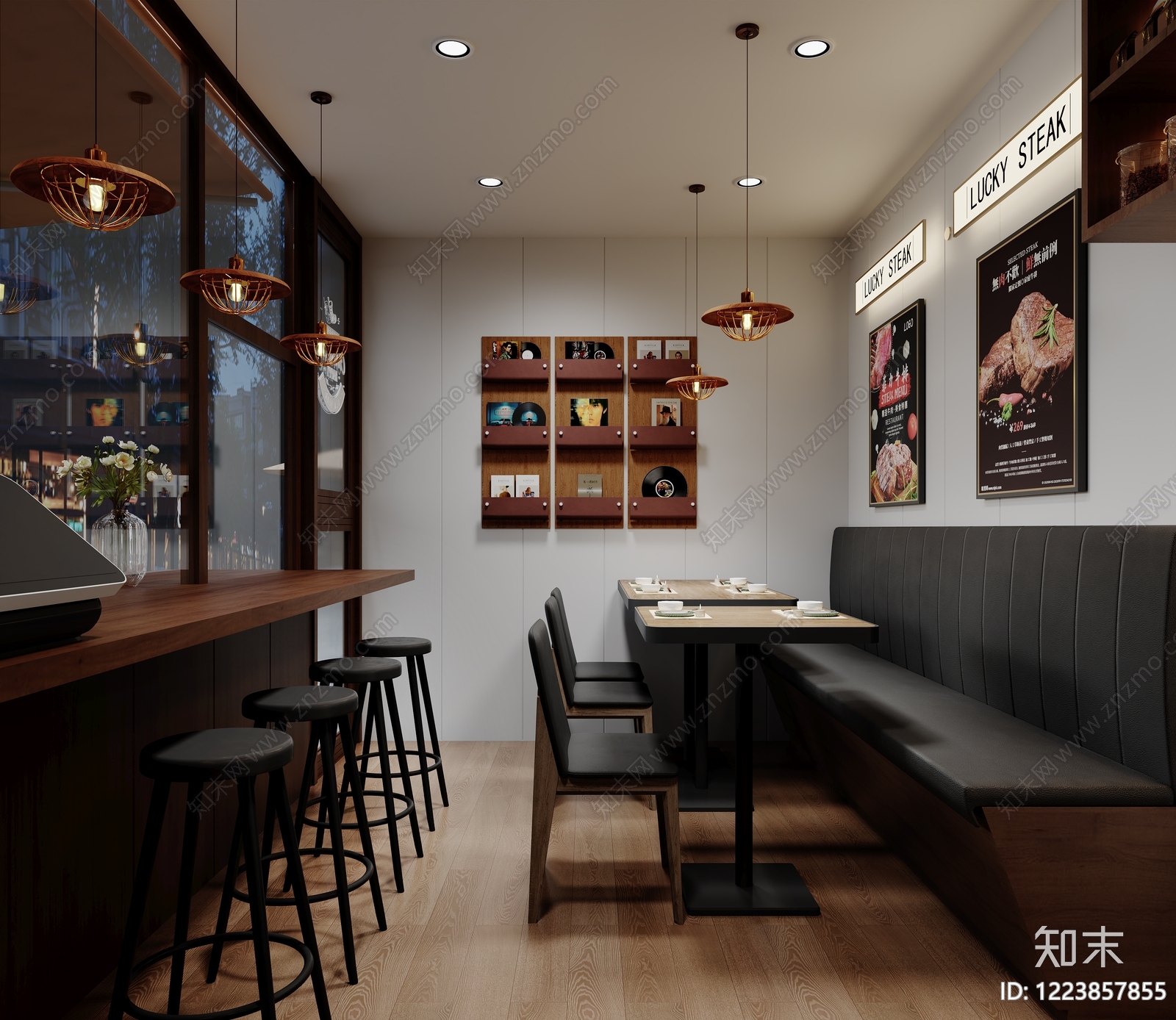 现代简约西餐厅3D模型下载【ID:1223857855】