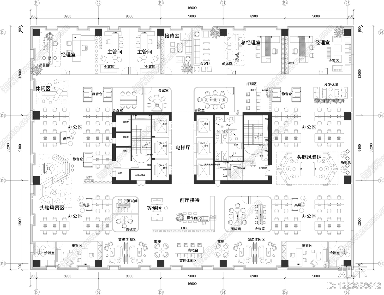 开放办公室cad施工图下载【ID:1223858642】