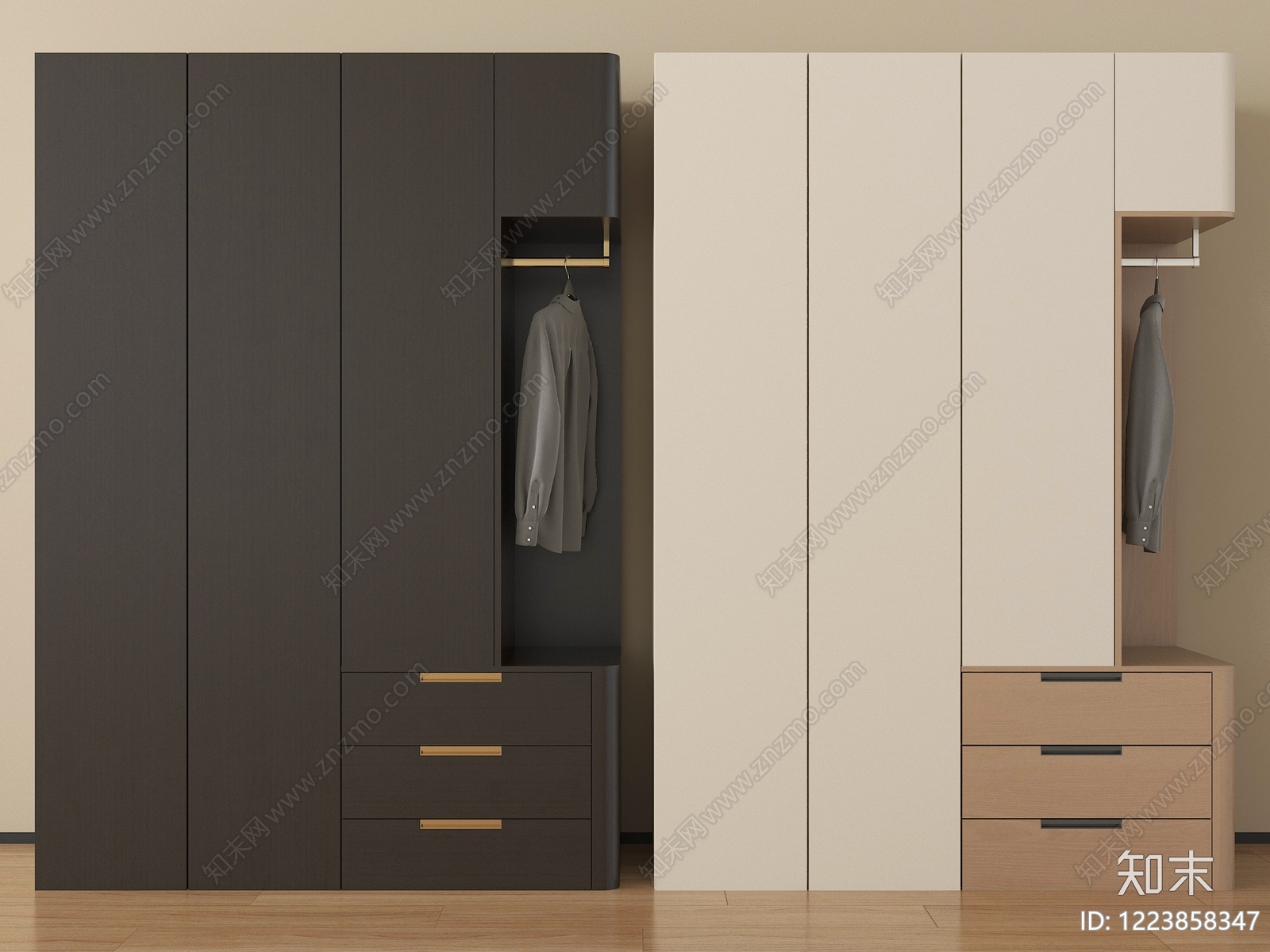 现代简约衣柜SU模型草图