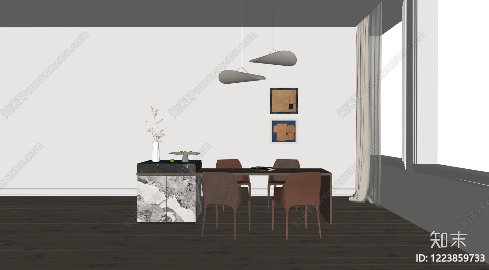 意式极简家居餐厅3D模型下载【ID:1223859733】