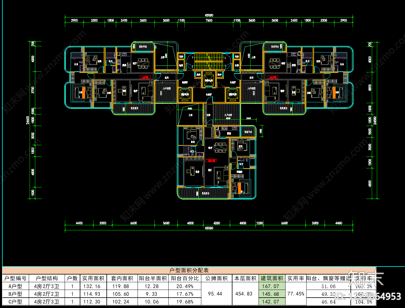 住宅楼建筑cad施工图下载【ID:1223864953】