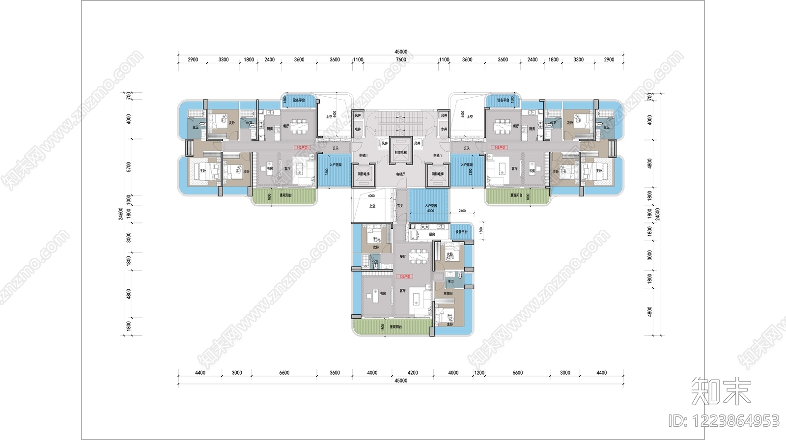 住宅楼建筑cad施工图下载【ID:1223864953】