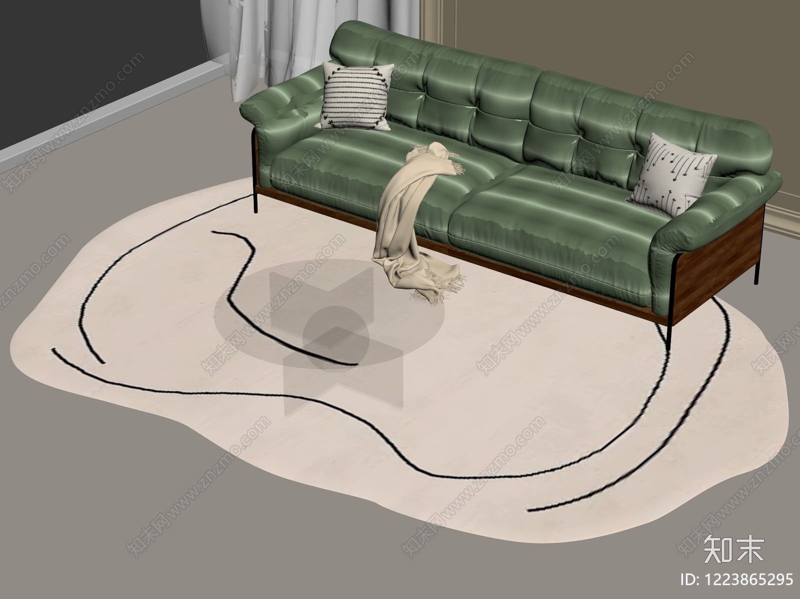轻奢三人沙发3D模型下载【ID:1223865295】