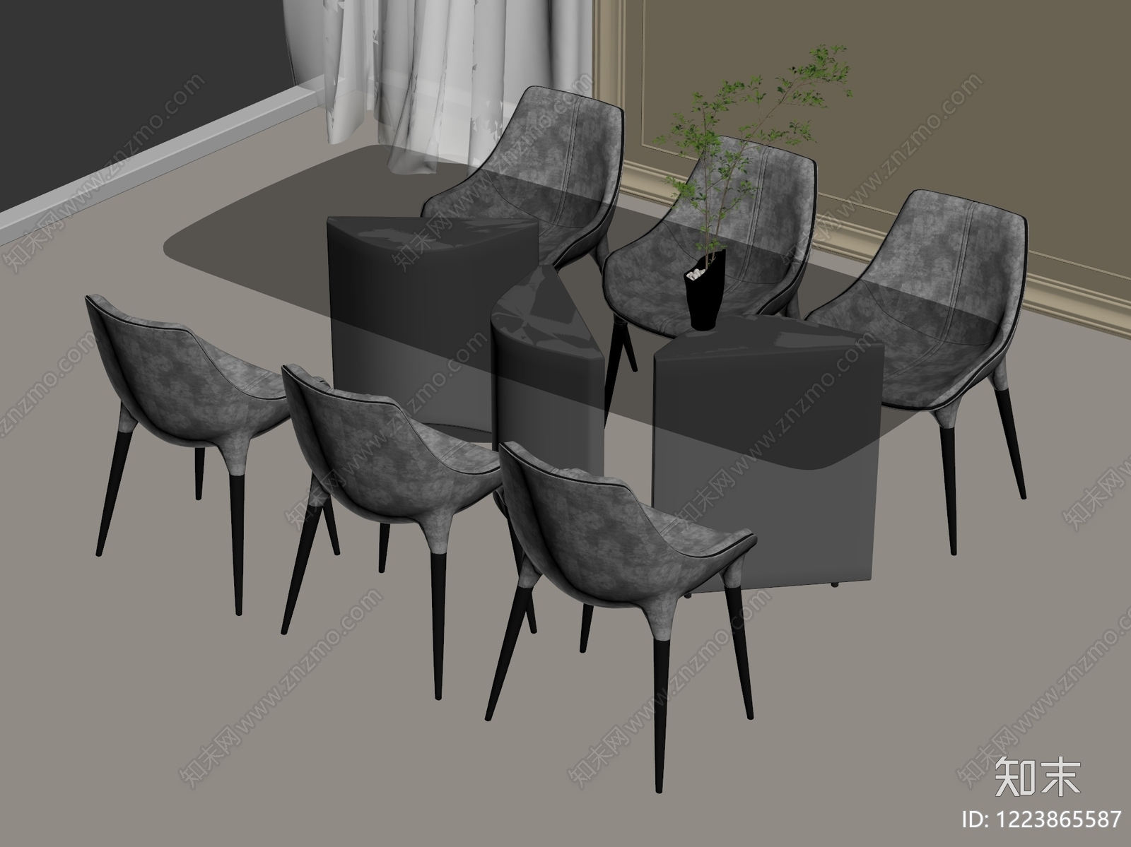 意式极简餐桌椅3D模型下载【ID:1223865587】