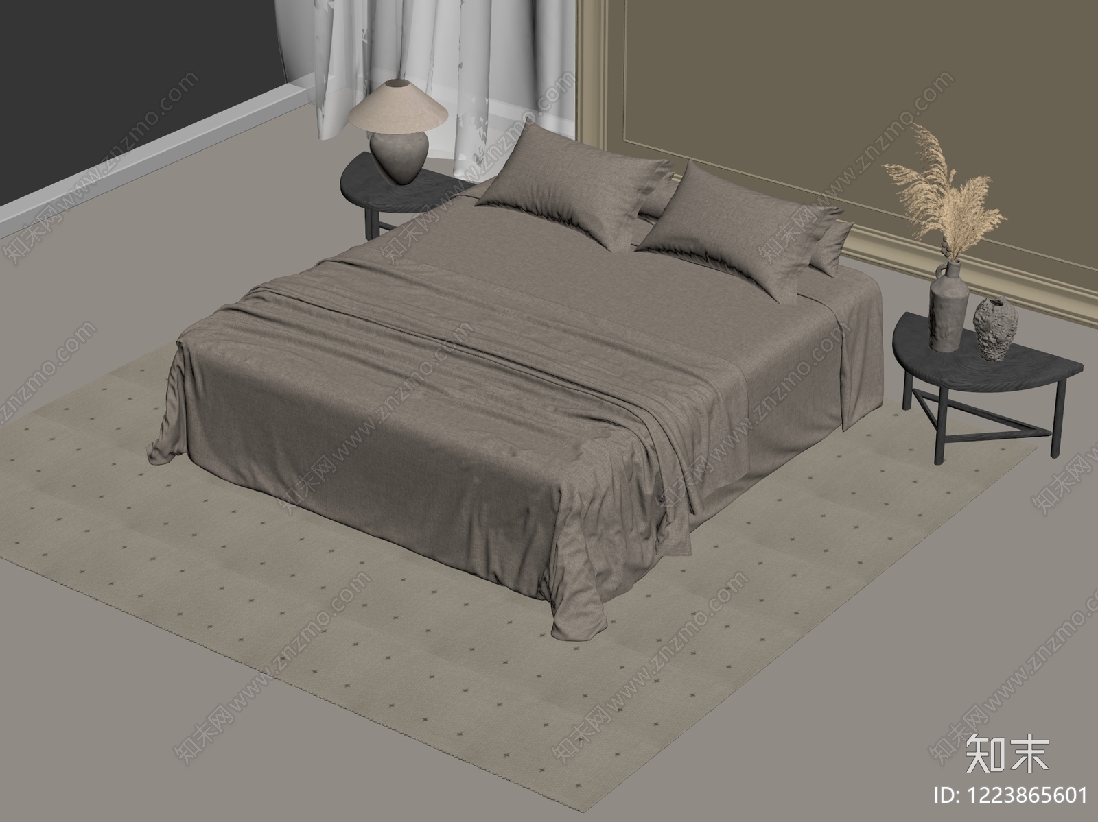 极简双人床SU模型下载【ID:1223865601】