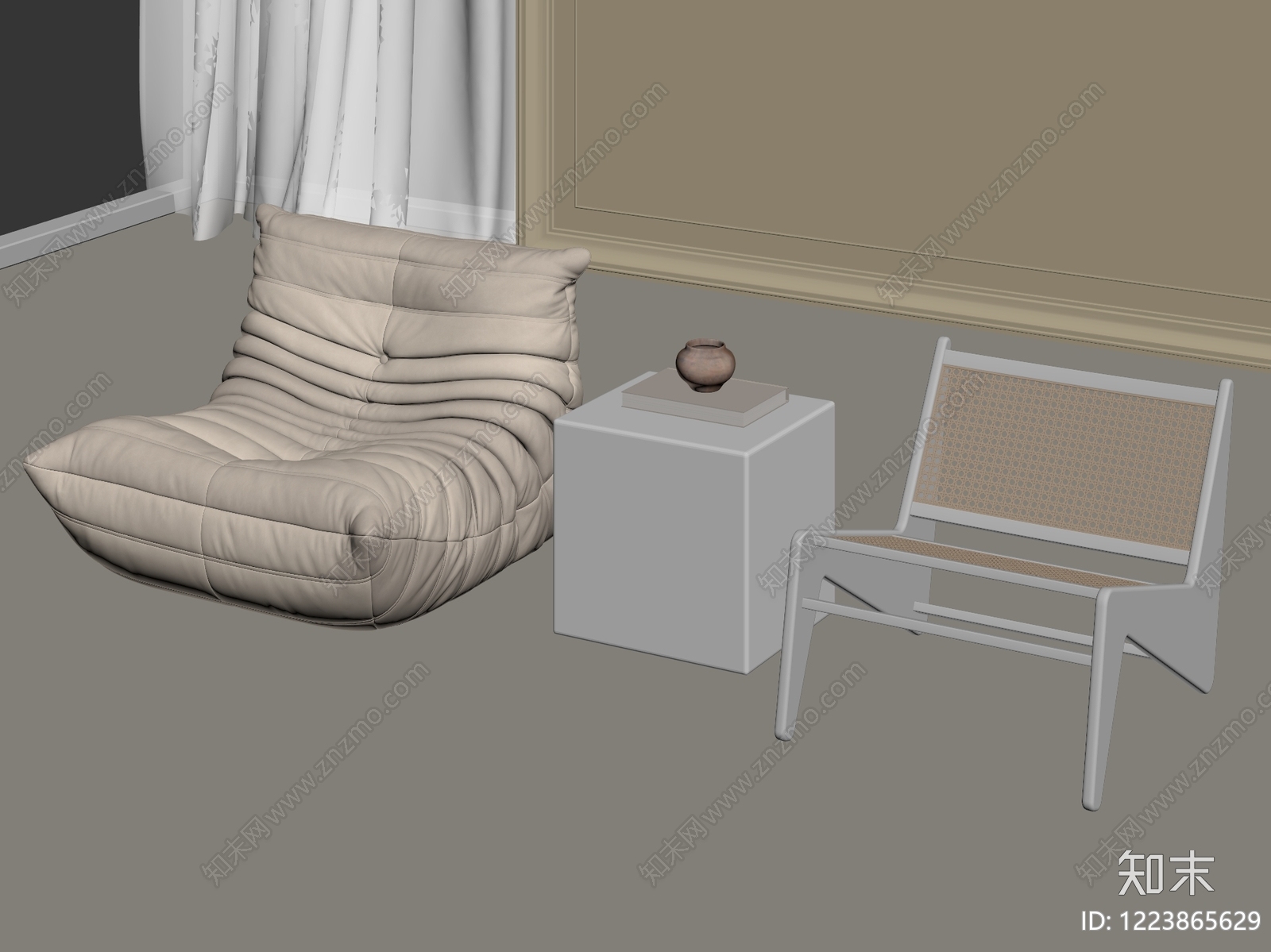 意式极简休闲桌椅SU模型下载【ID:1223865629】