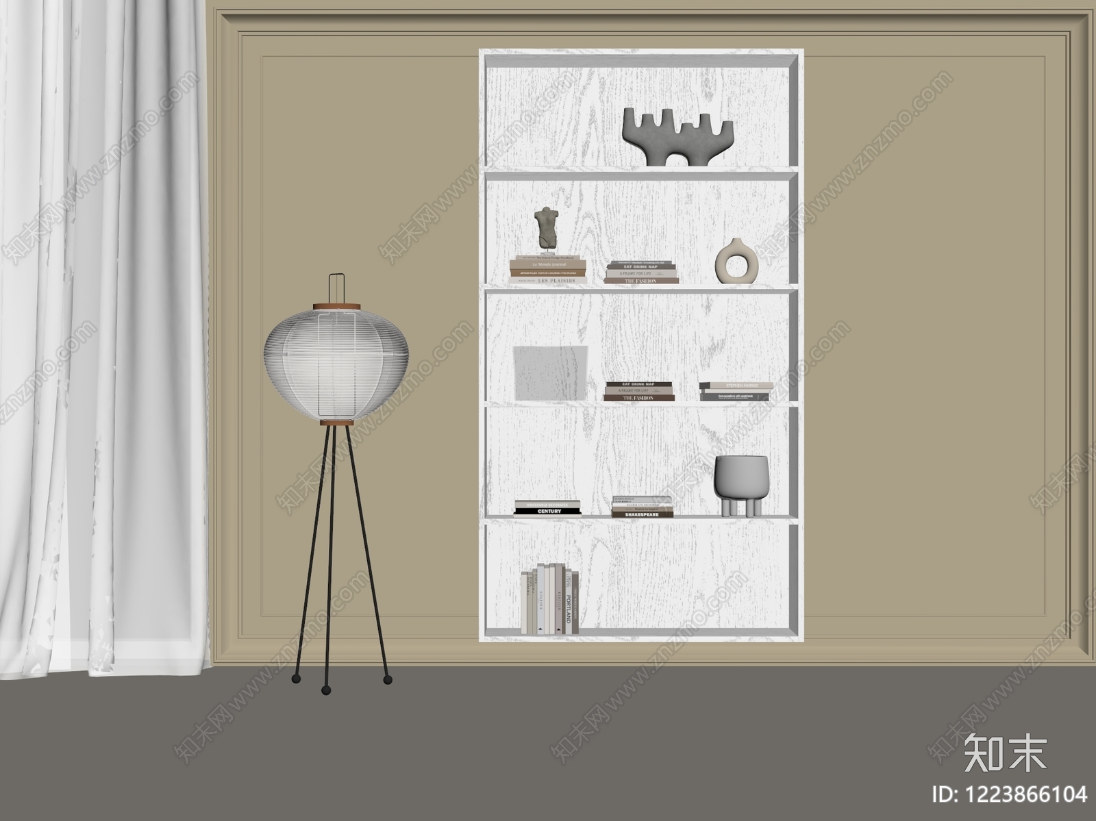 极简书柜3D模型下载【ID:1223866104】