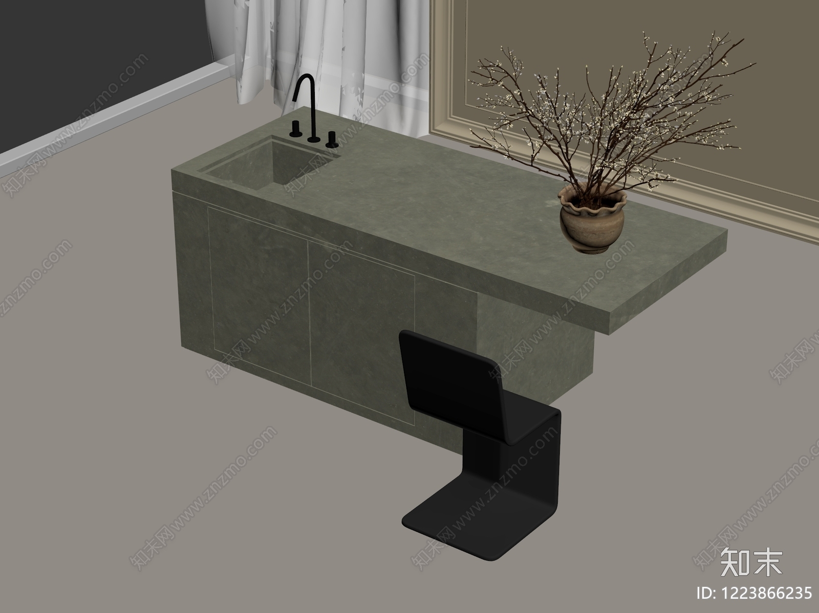 极简洗手台3D模型下载【ID:1223866235】