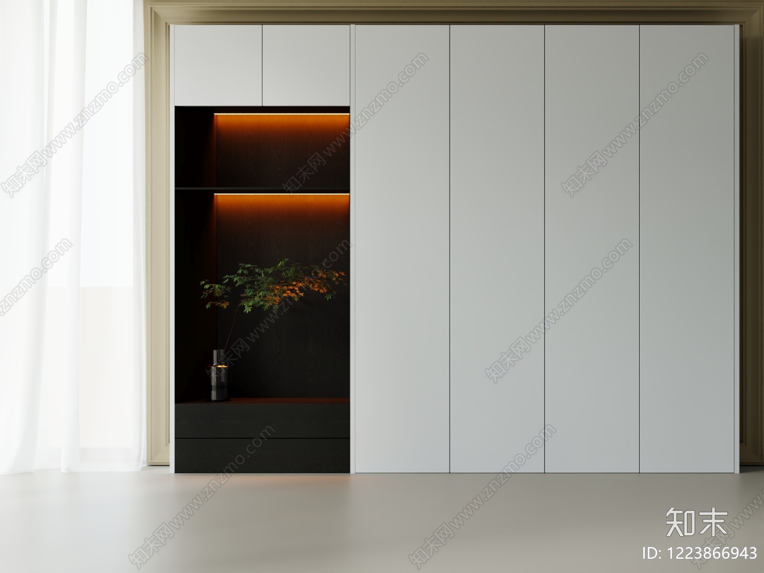 极简衣柜SU模型下载【ID:1223866943】
