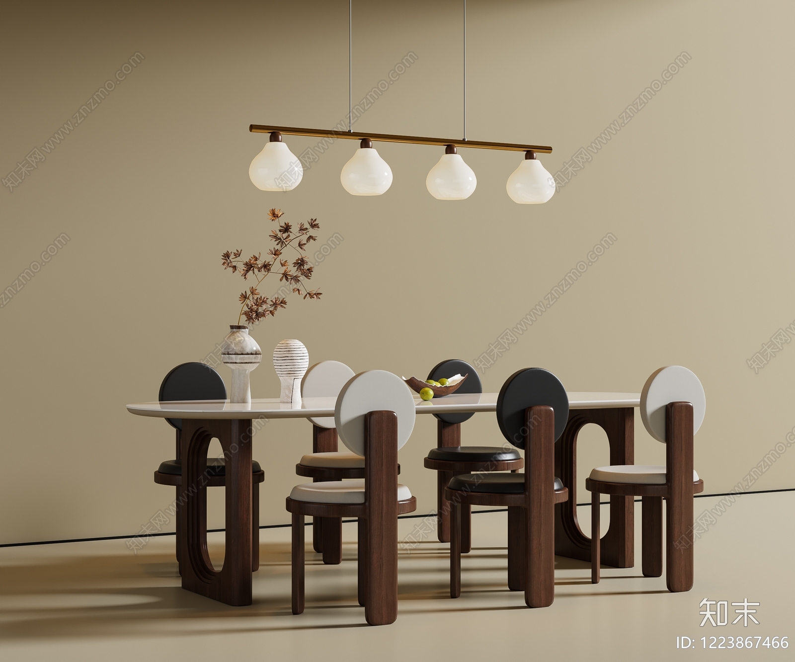 中古风餐桌椅3D模型下载【ID:1223867466】
