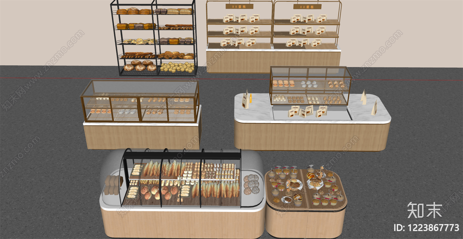 现代简约食品展台SU模型下载【ID:1223867773】