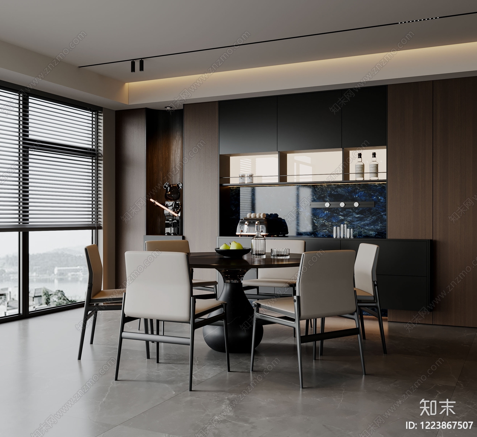 意式极简家居餐厅SU模型下载【ID:1223867507】