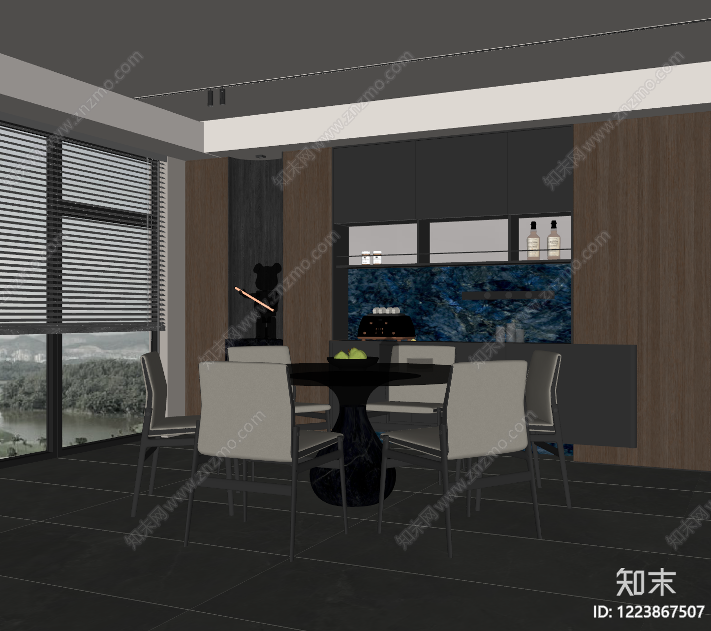 意式极简家居餐厅SU模型下载【ID:1223867507】