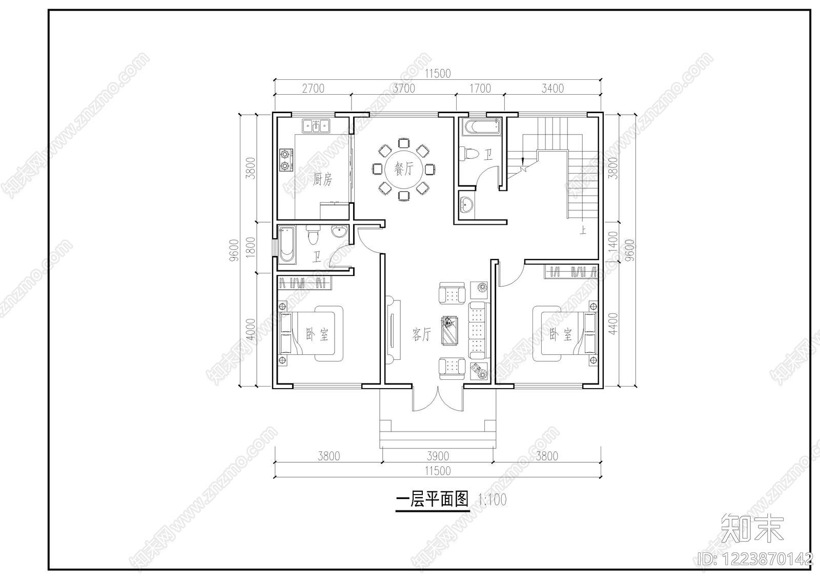 别墅建筑cad施工图下载【ID:1223870142】