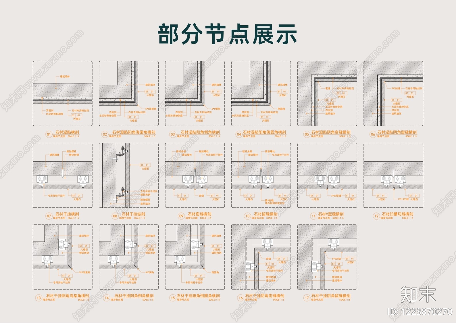 墙面节点cad施工图下载【ID:1223870270】