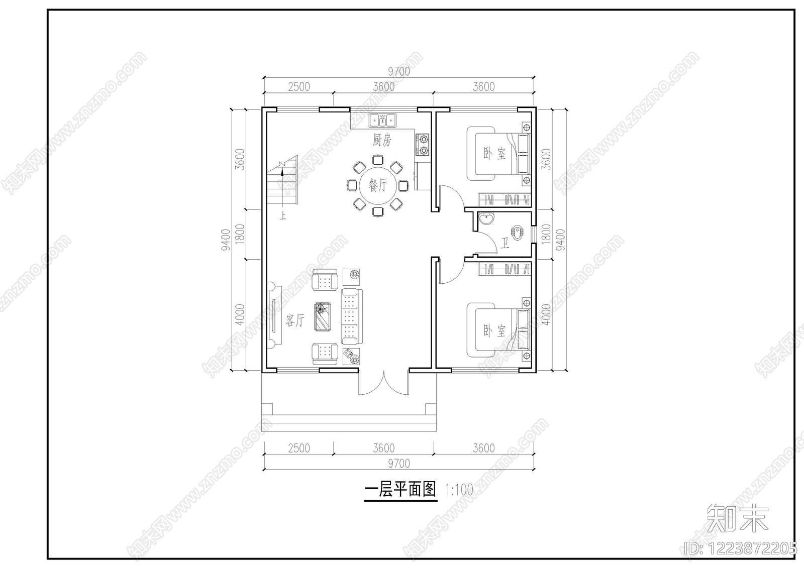 别墅建筑cad施工图下载【ID:1223872205】