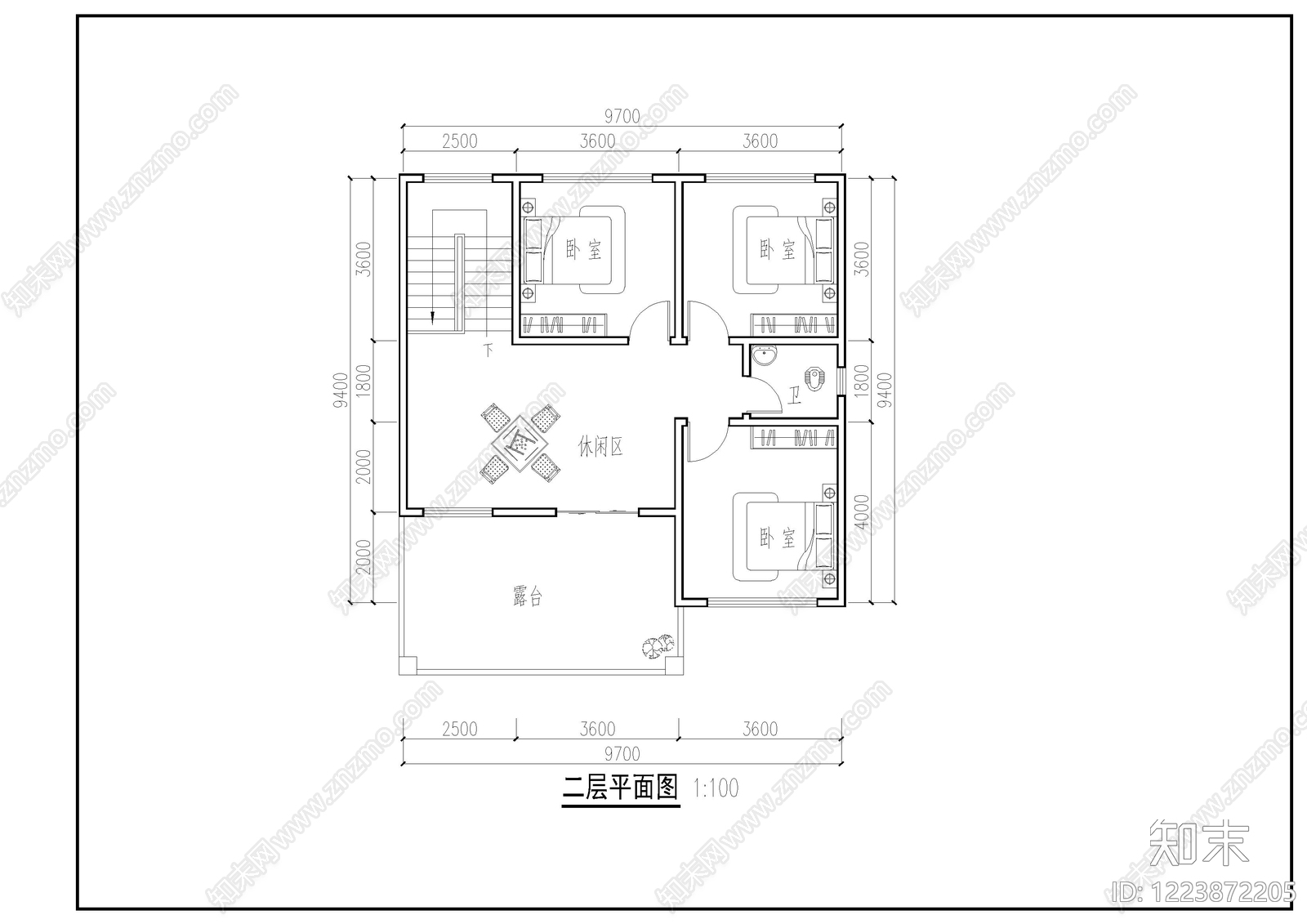 别墅建筑cad施工图下载【ID:1223872205】