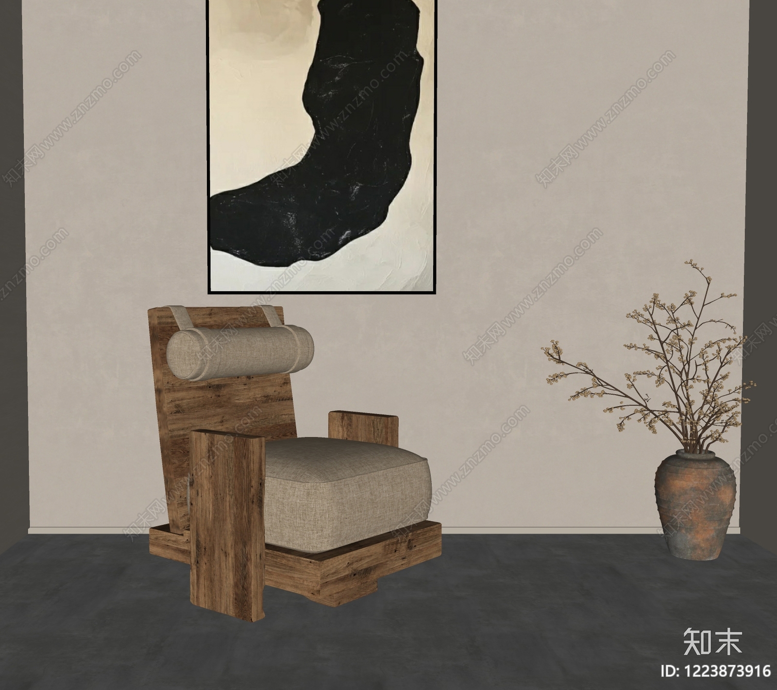 侘寂休闲椅SU模型下载【ID:1223873916】