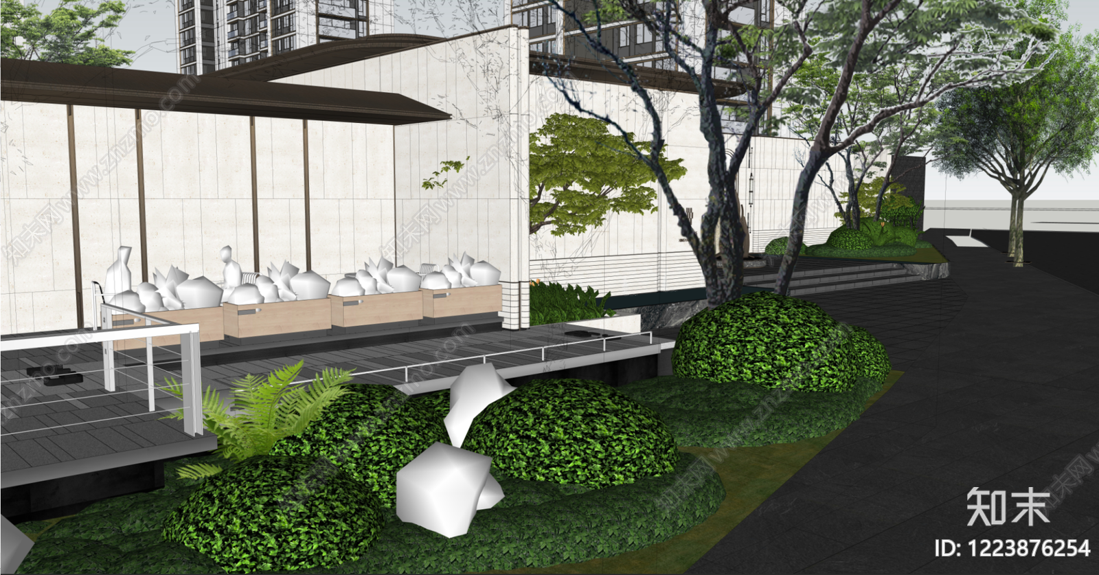 轻奢小区景观SU模型下载【ID:1223876254】
