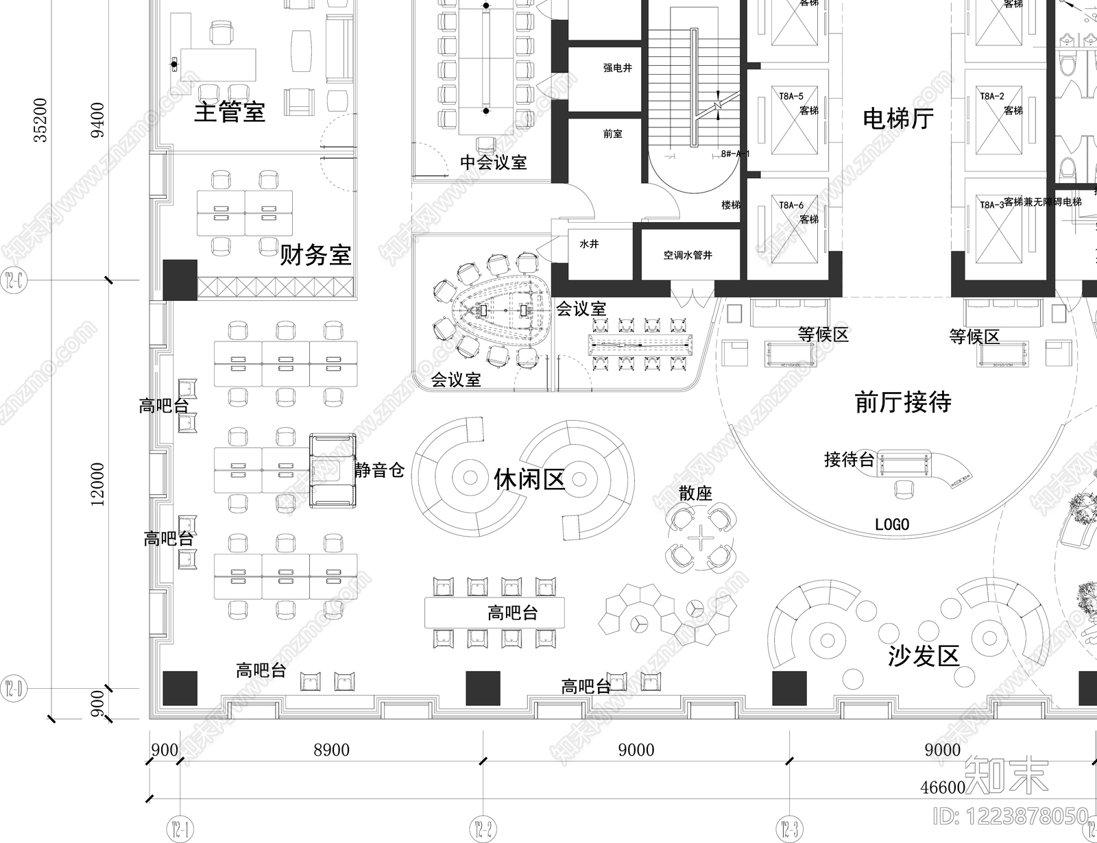 整体办公空间cad施工图下载【ID:1223878050】