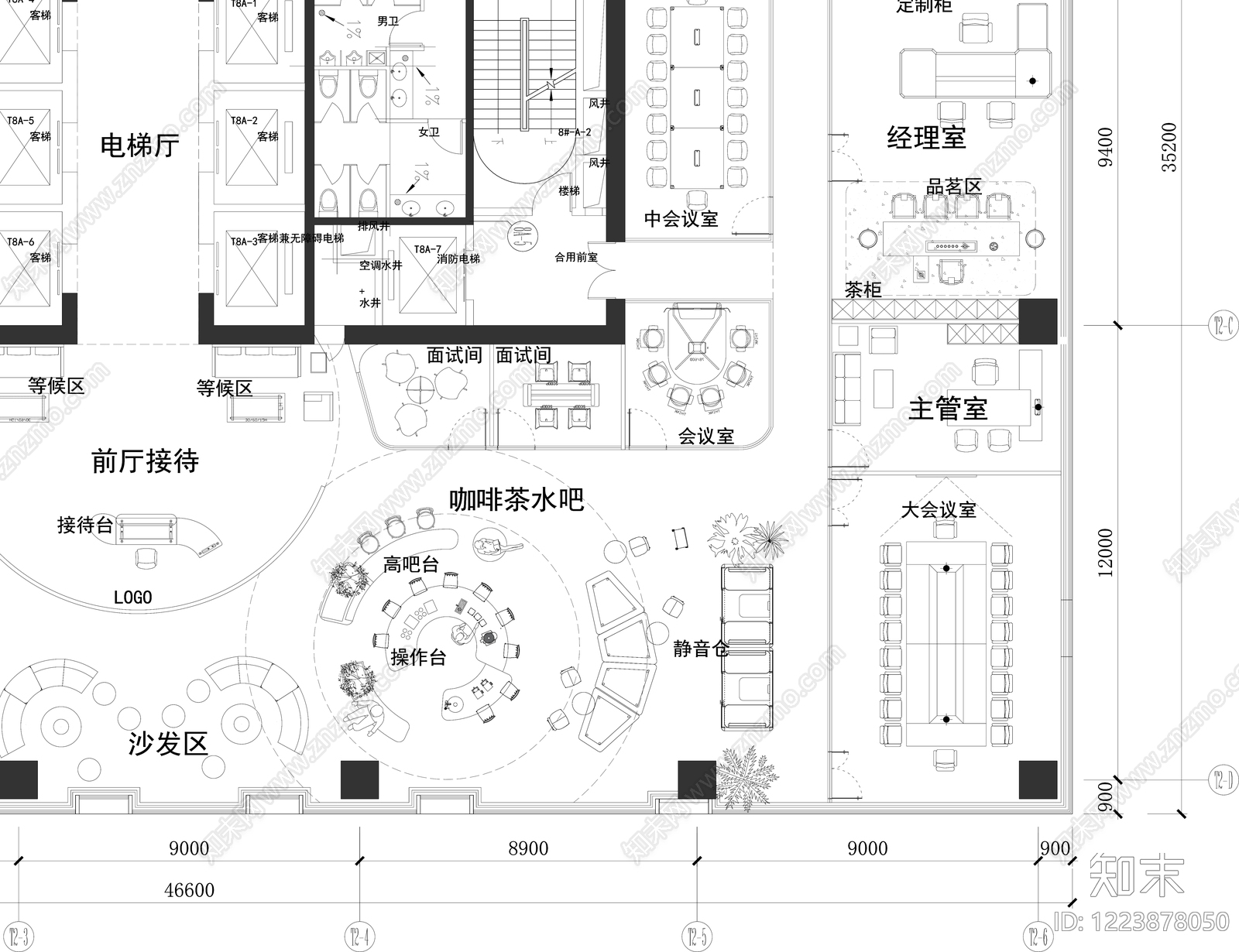 整体办公空间cad施工图下载【ID:1223878050】
