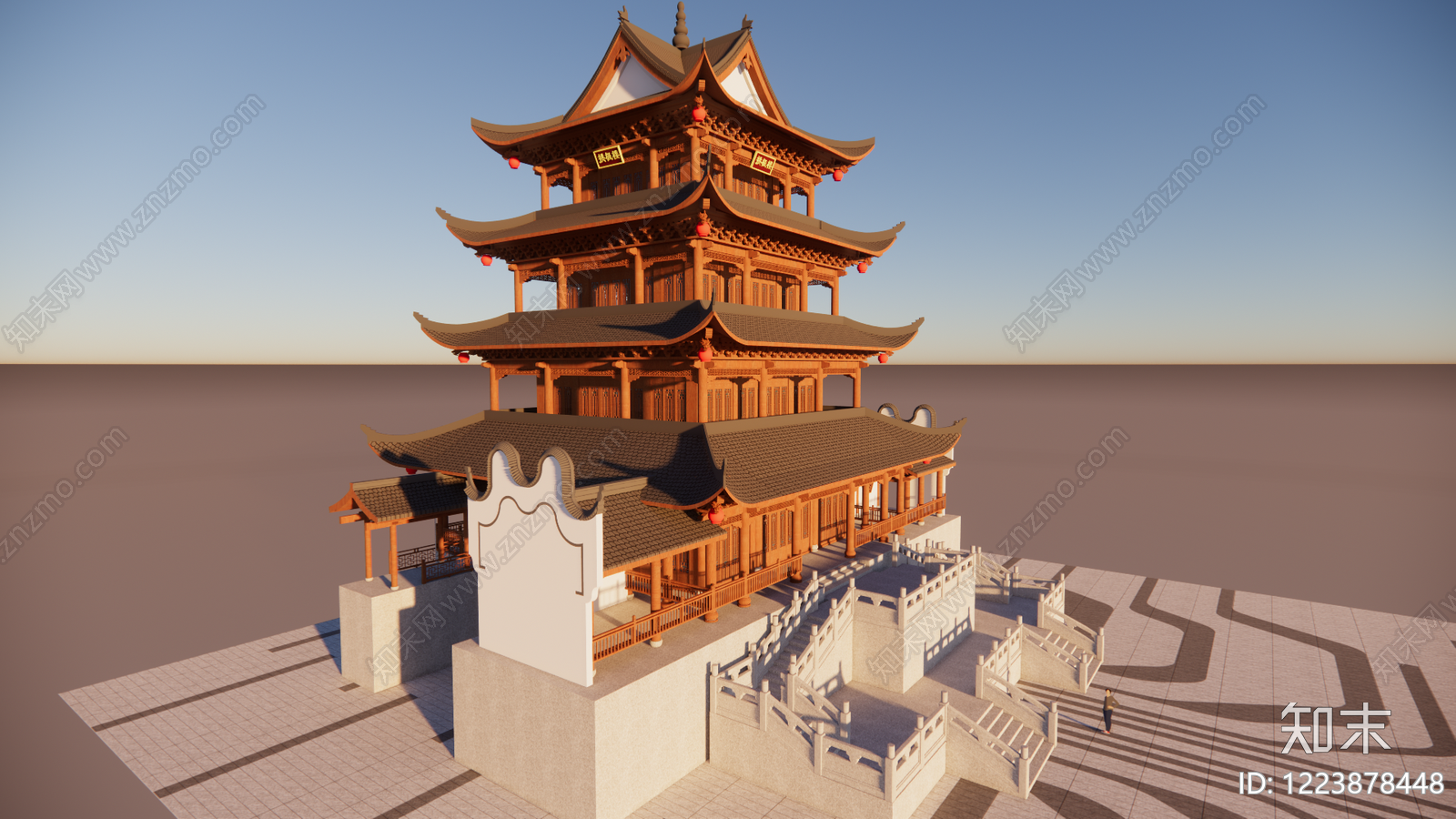 中式古建古建筑SU模型下载【ID:1223878448】