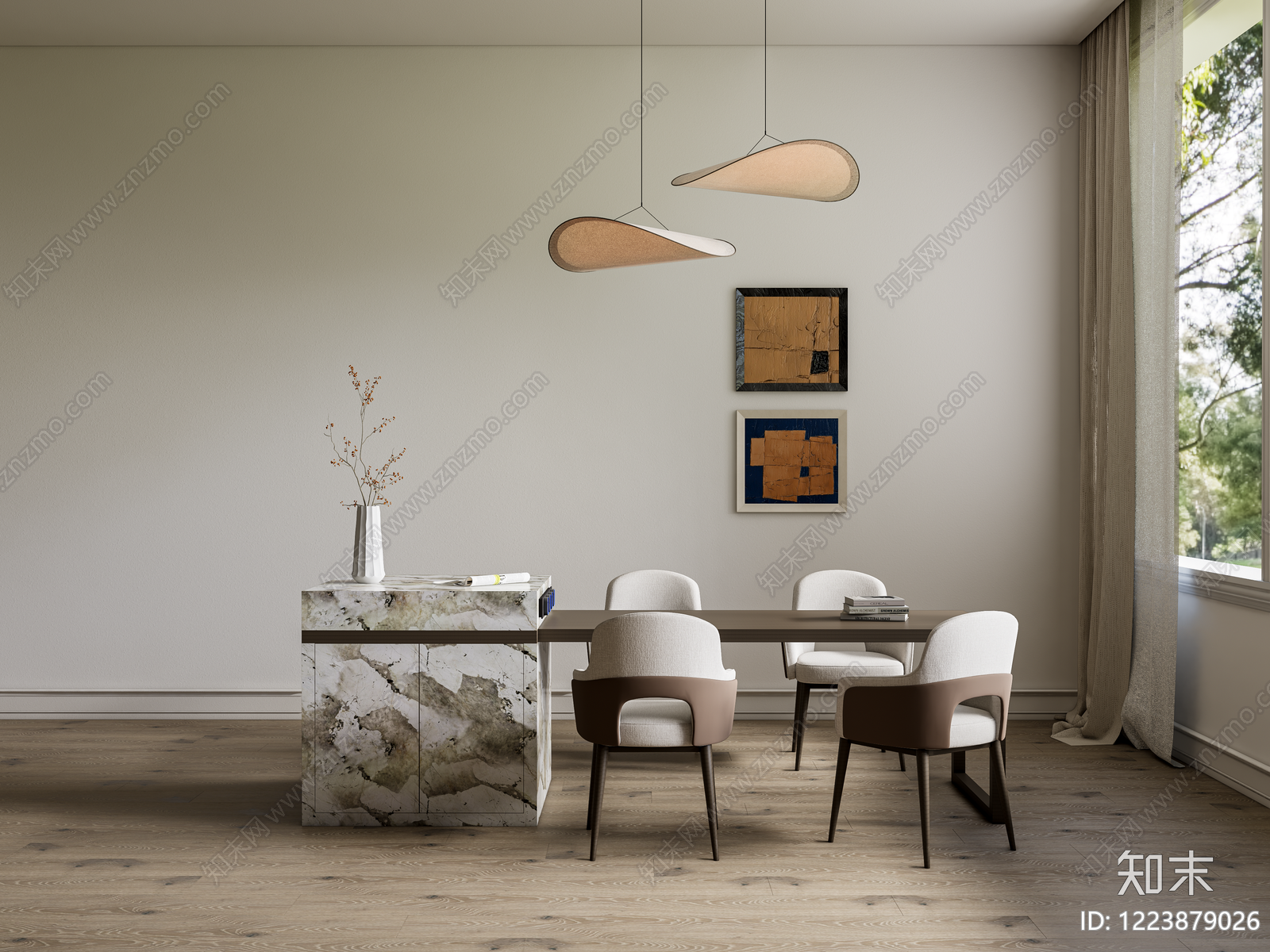 意式极简家居餐厅3D模型下载【ID:1223879026】