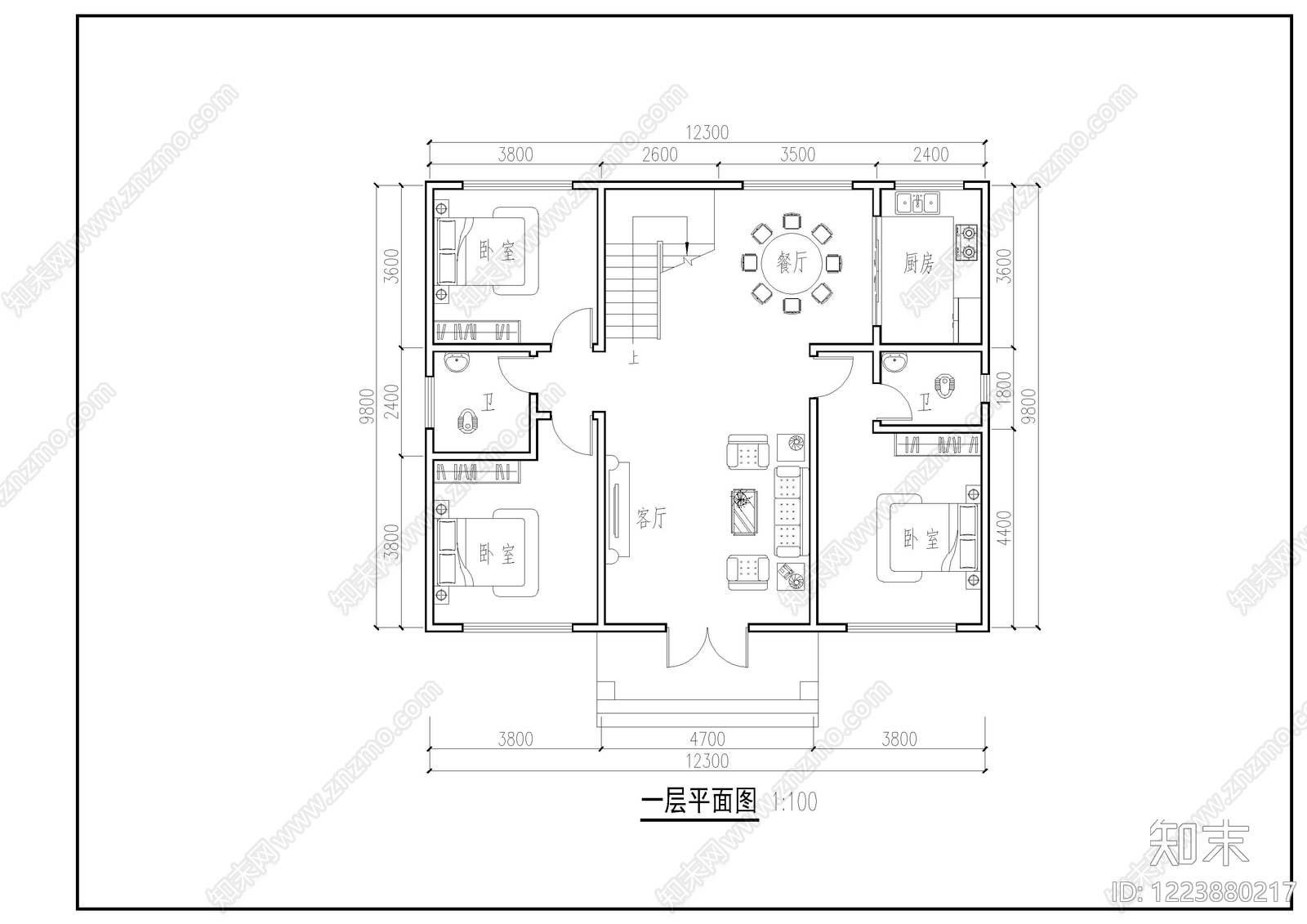 别墅建筑cad施工图下载【ID:1223880217】