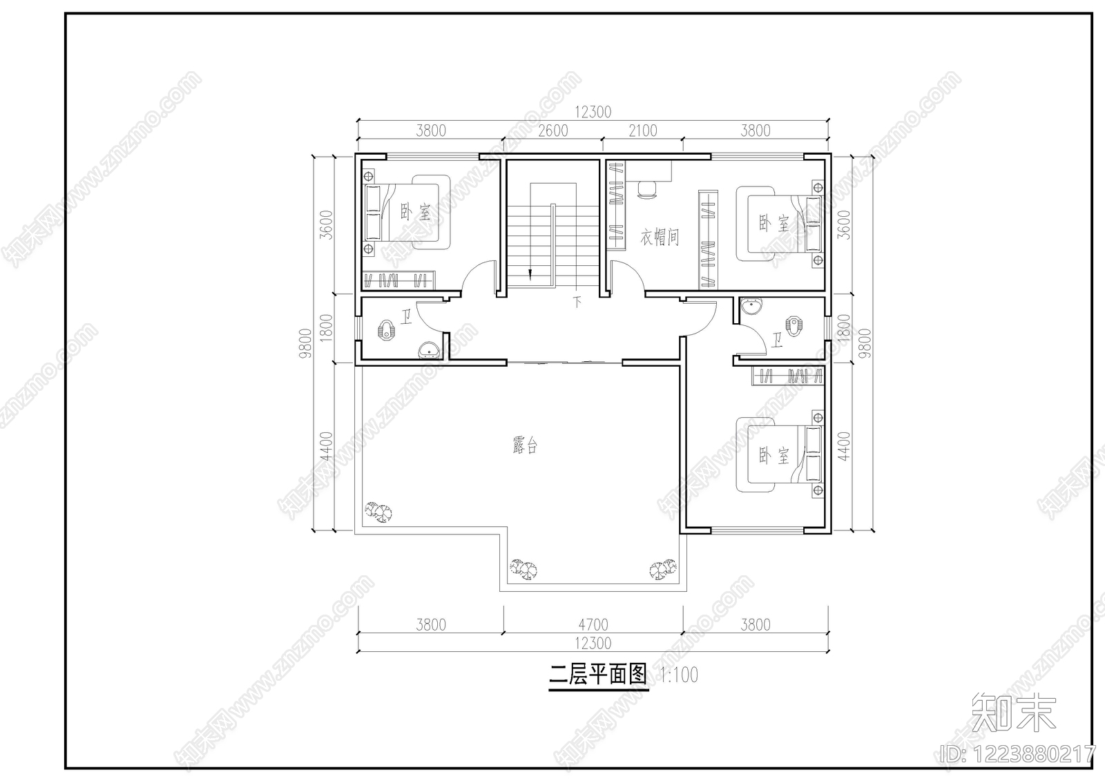 别墅建筑cad施工图下载【ID:1223880217】