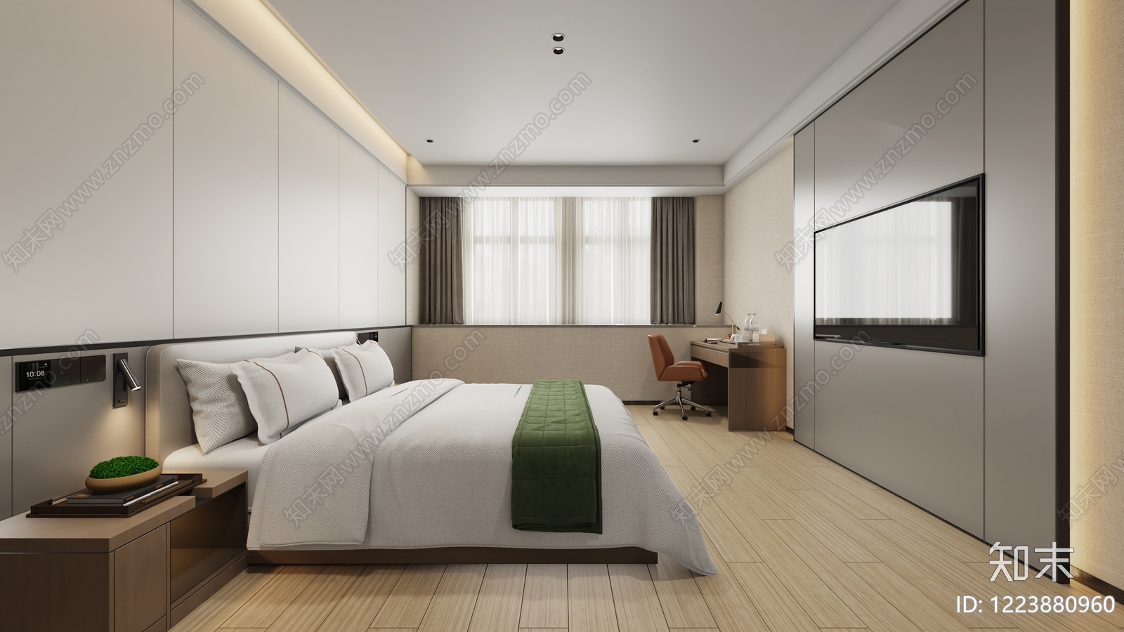 现代简约酒店客房3D模型下载【ID:1223880960】