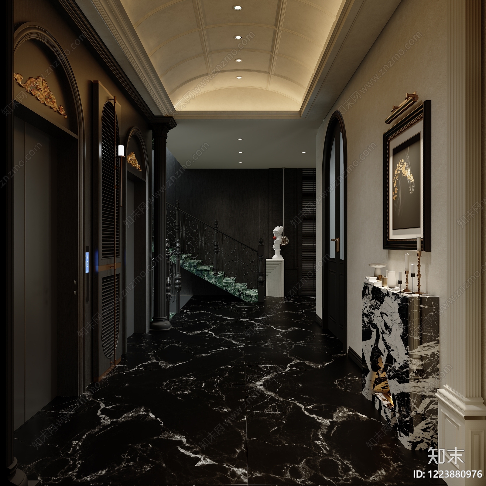 轻奢酒店走廊3D模型下载【ID:1223880976】