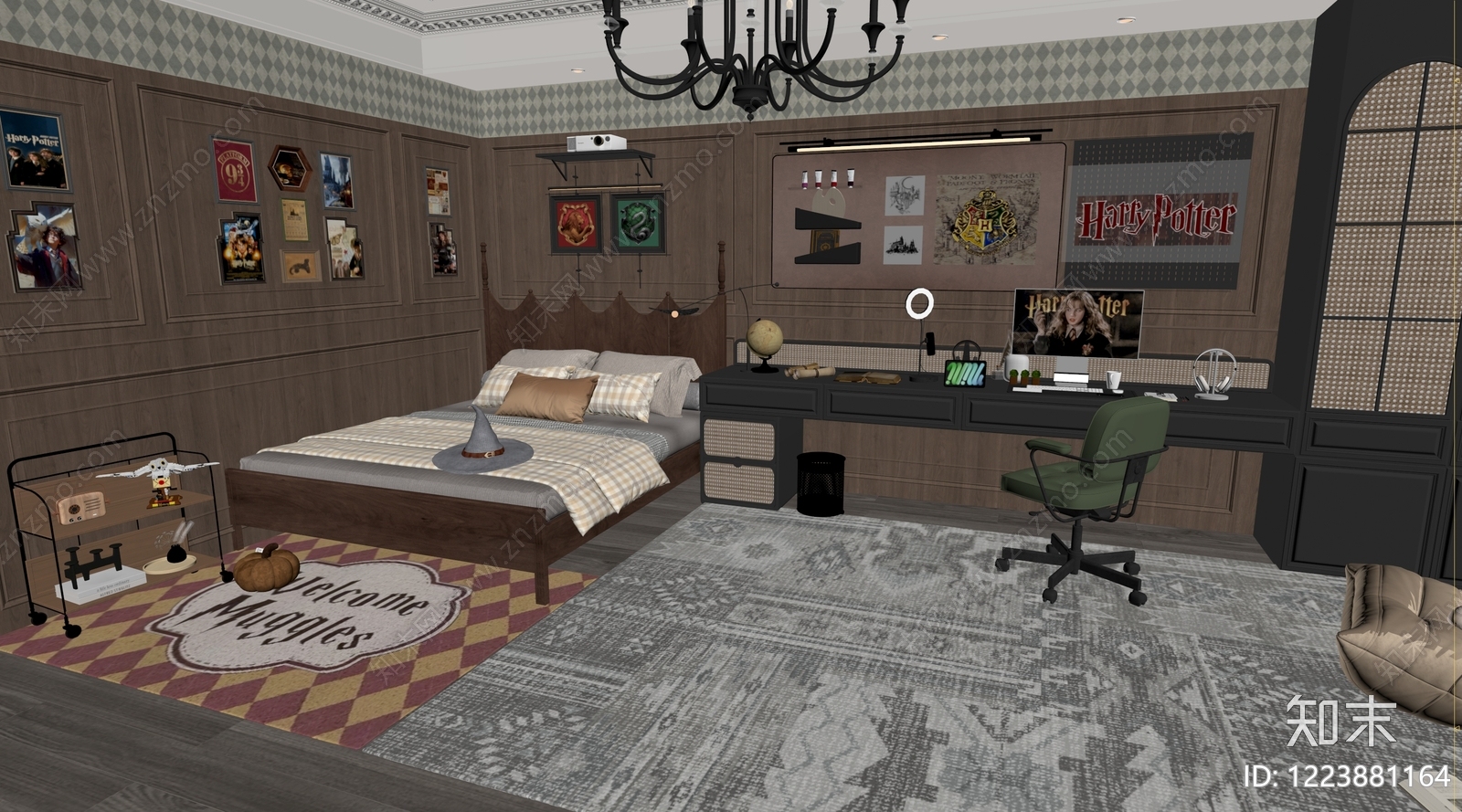 复古男孩房3D模型下载【ID:1223881164】