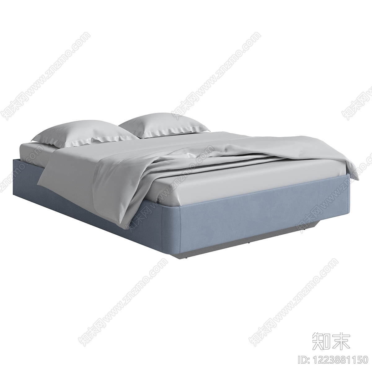 极简双人床3D模型下载【ID:1223881150】