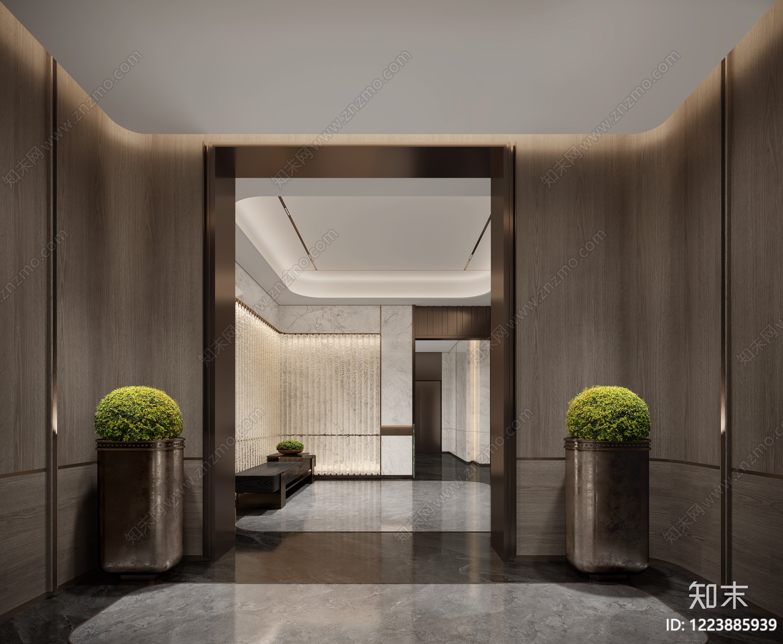 轻奢酒店大堂3D模型下载【ID:1223885939】