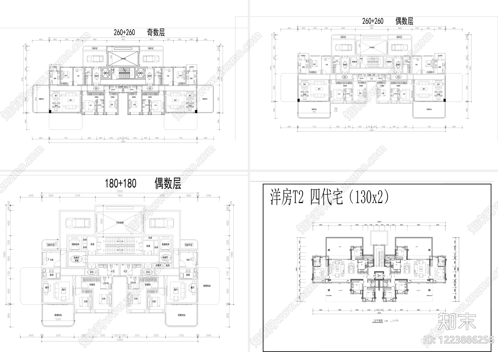 住宅楼建筑cad施工图下载【ID:1223886256】