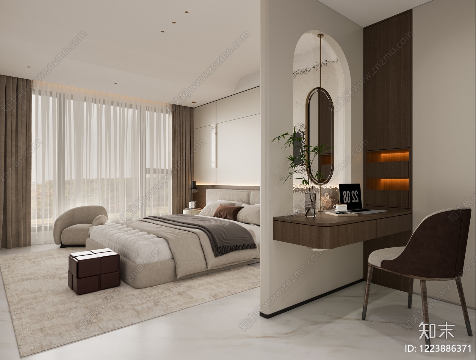 意式极简主卧3D模型下载【ID:1223886371】