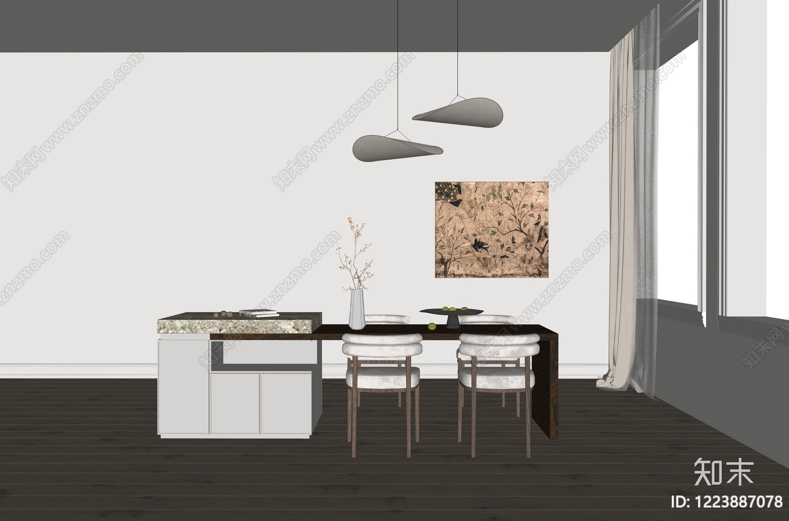 极简家居餐厅3D模型下载【ID:1223887078】